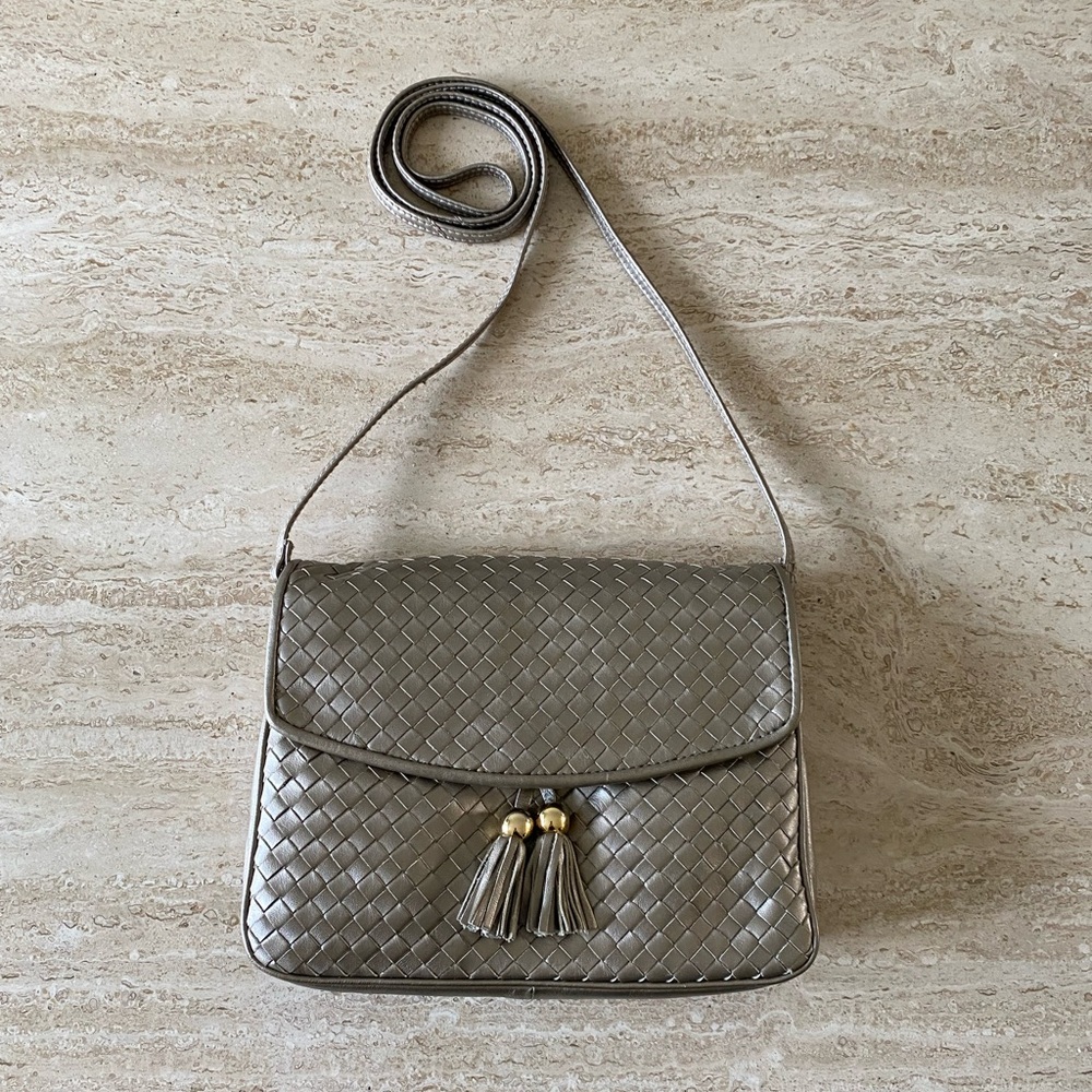 Vintage Ganson Woven Leather Tassel Crossbody